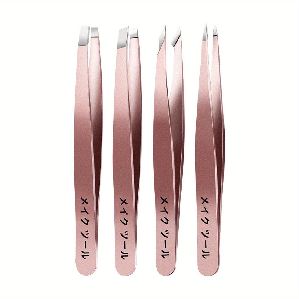 Eyebrow Tweezers Set 1/4 Pcs Stainless Steel Eyebrow Forceps Professional Beauty Tool Set For Facial Hair, Inward Growing