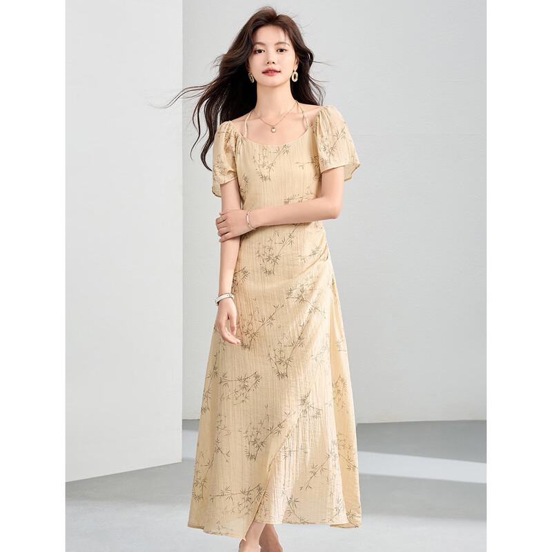 ORIGIN New Chinese Style Printed A-Line Midi Dress M