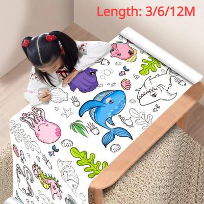 12M Children's Drawing Roll DIY Graffiti Scroll Color Filling Paper Painting Coloring Paper Roll for Kids Educational Toys