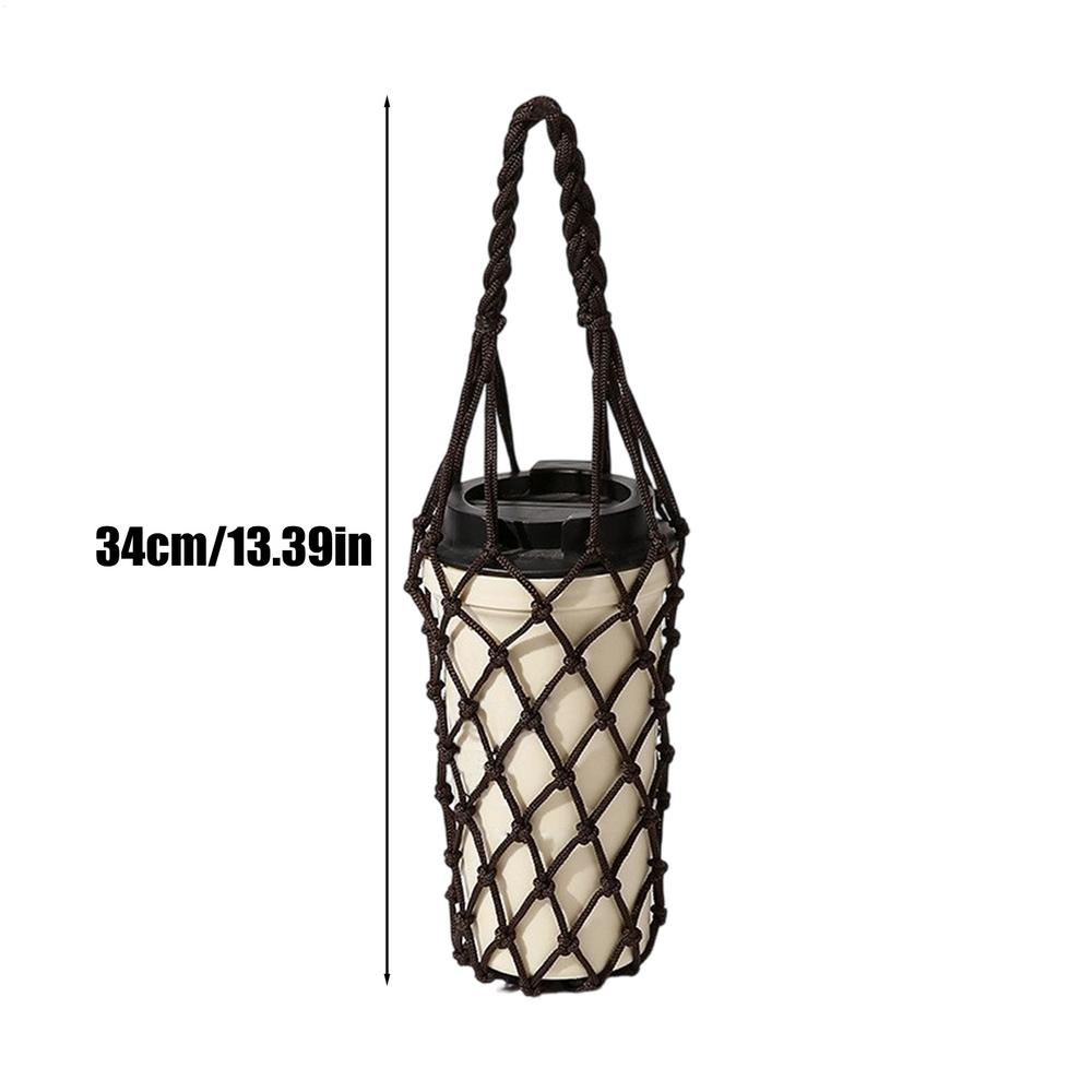 Waterfles Tas Handgeweven Net Tas Herbruikbare Uitgeholde Waterbeker Tas Handheld Waterkoker Tas voor Kamperen Wandelen Picknick Reizen