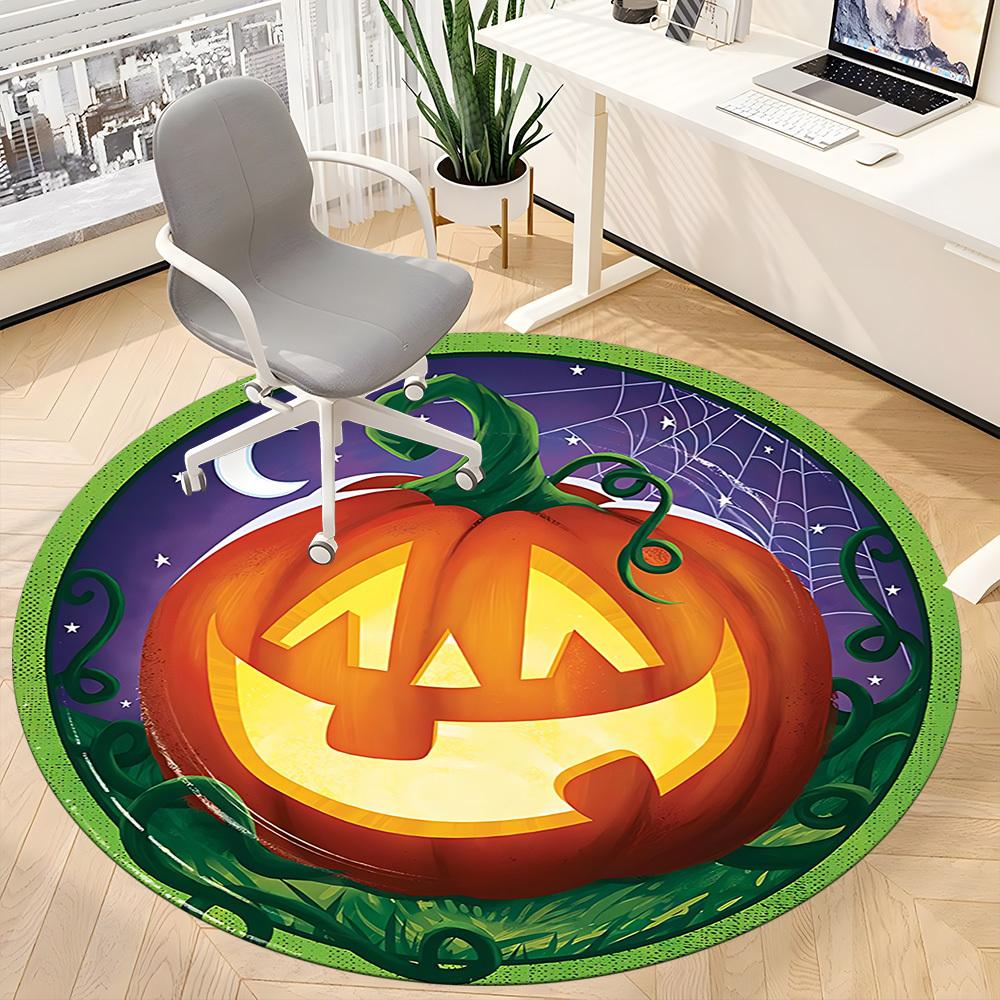 1pc Halloween Pumpkin Chair Carpet for Office Non-Slip, Lightweight, Machine Washable Rug for Office, Room - Holiday Decoryy251016008