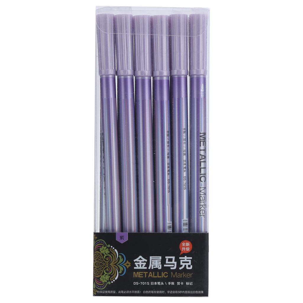 12Pcs Metallic Marker Paint Pen Single Color Permanent Ink Ultra Fine Point Tip Art Supplies