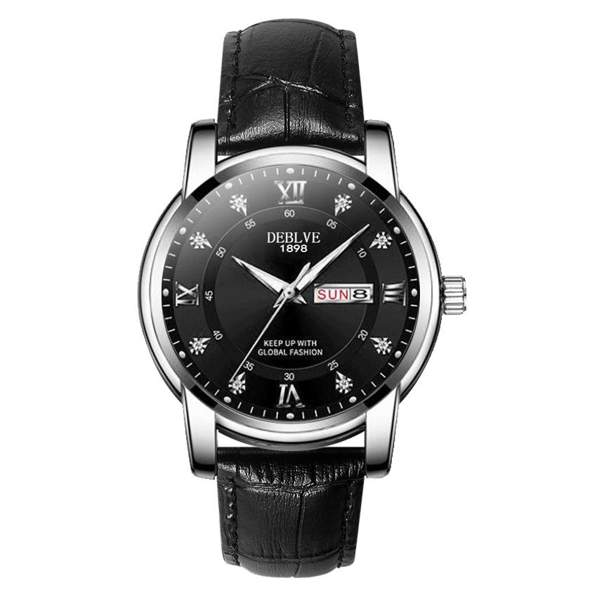 Swiss Men s Luminous Business Watch with Leather Strap and Calendar - Waterproof  Stylish Gift.