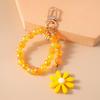 Pretty Beaded Bracelet Key Chain Strawberry Flower Key Ring for Women Girls Handbag Pendant DIY Kid's Jewelry Gifts