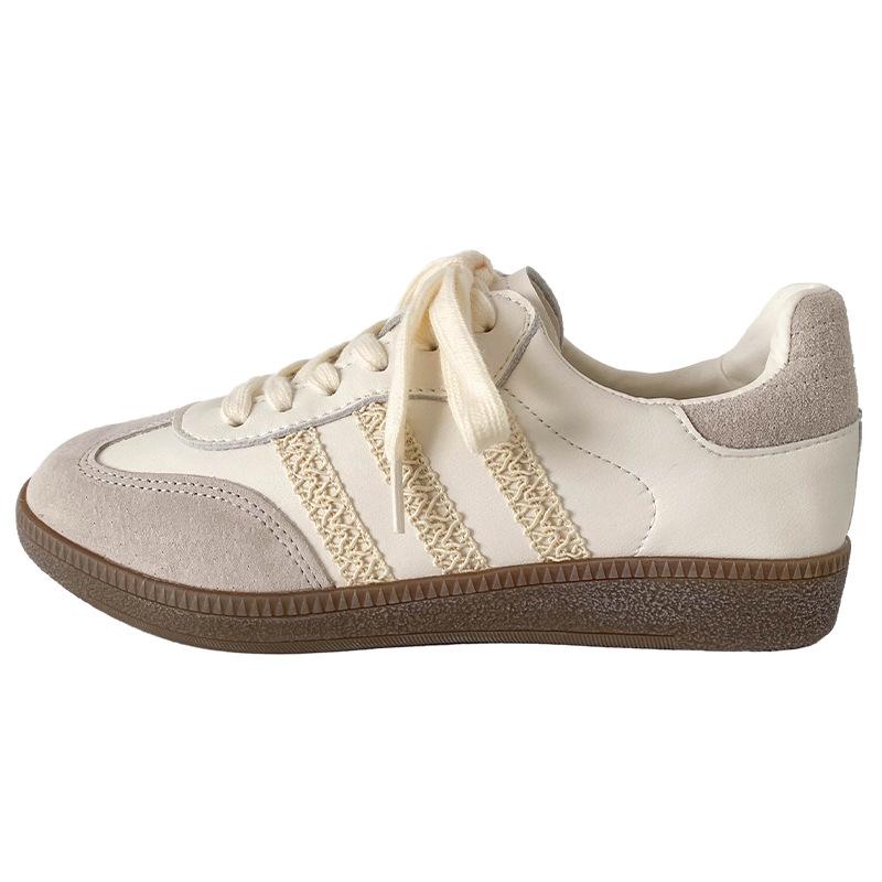 

XY-A233 latex insole/new Chinese style little white shoes women s shoes 2025 new versatile leather board shoes 35 бежевый