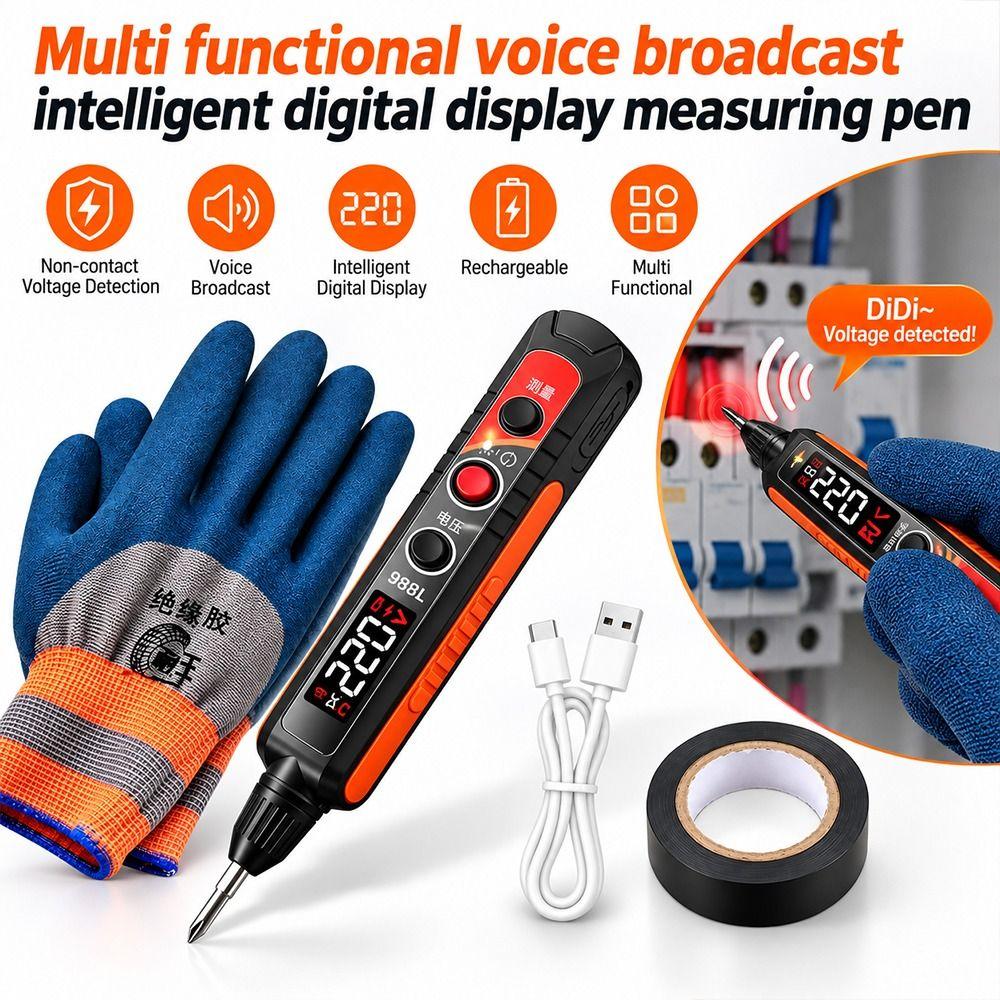 Non Contact Voltage Tester Pen LED Digital Display Electrician Tester  Home Electrical Testing