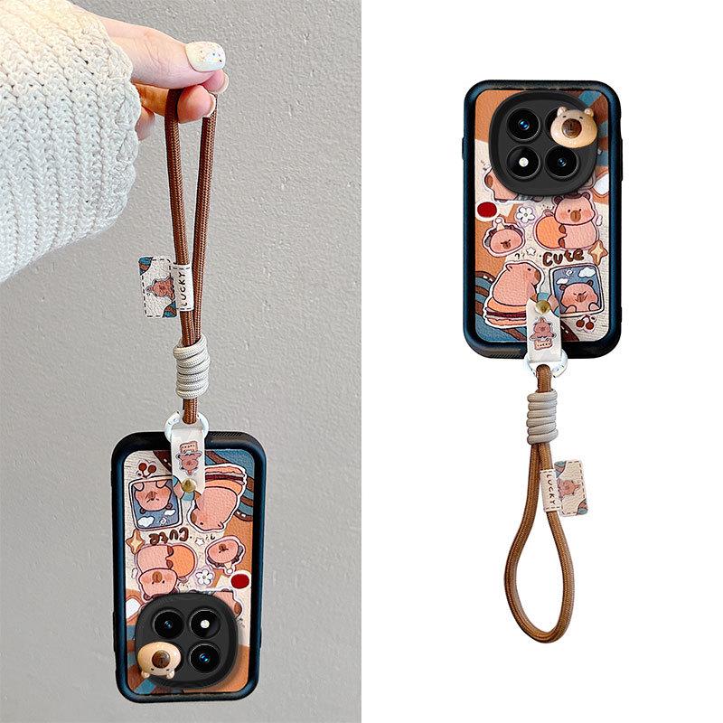 Redmi Note 14 Pro Cartoon Rivet Rope Leather Texture Fashion Case