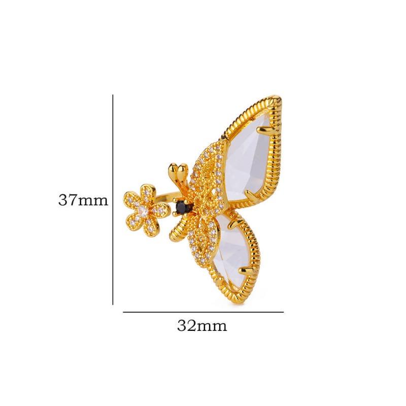Wind fashion open butterfly ring women's light luxury micro-inlaid zircon beautiful niche open fashion jewelry