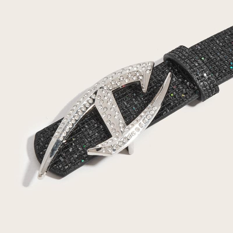 Elegant Rhinestones Studded Women Waist Belt Wide Band For Evening Parties And Casual Outings With Unique Buckles Design