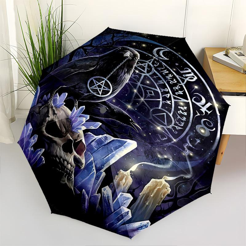 

Raven,Occult Automatic Folding umbrella Compact 8 rib Design,Unique Style,Suitable for Everyday Outdoor Use,Perfect Gift for Friends a