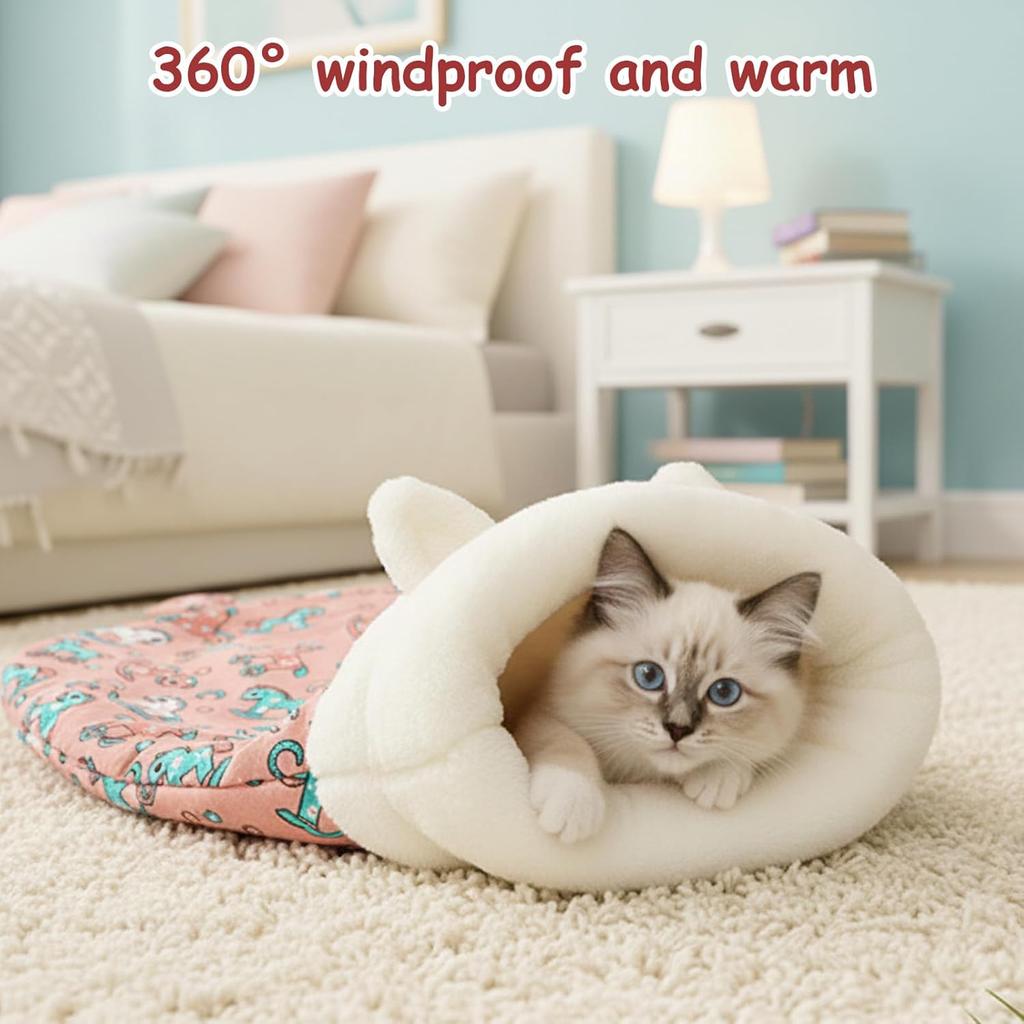 1 Pack Cozy Cat Sleeping Bag, Warm and Soft Cat Sack, Comfortable Pet Nest for Cats, Semi-Enclosed Design for Security and Warmth, Easy to Clean and