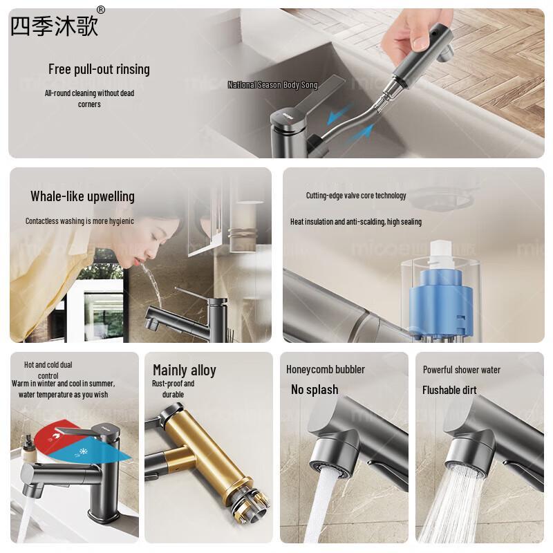 Sijimuge Pull-Out Cold & Hot Washbasin Faucet