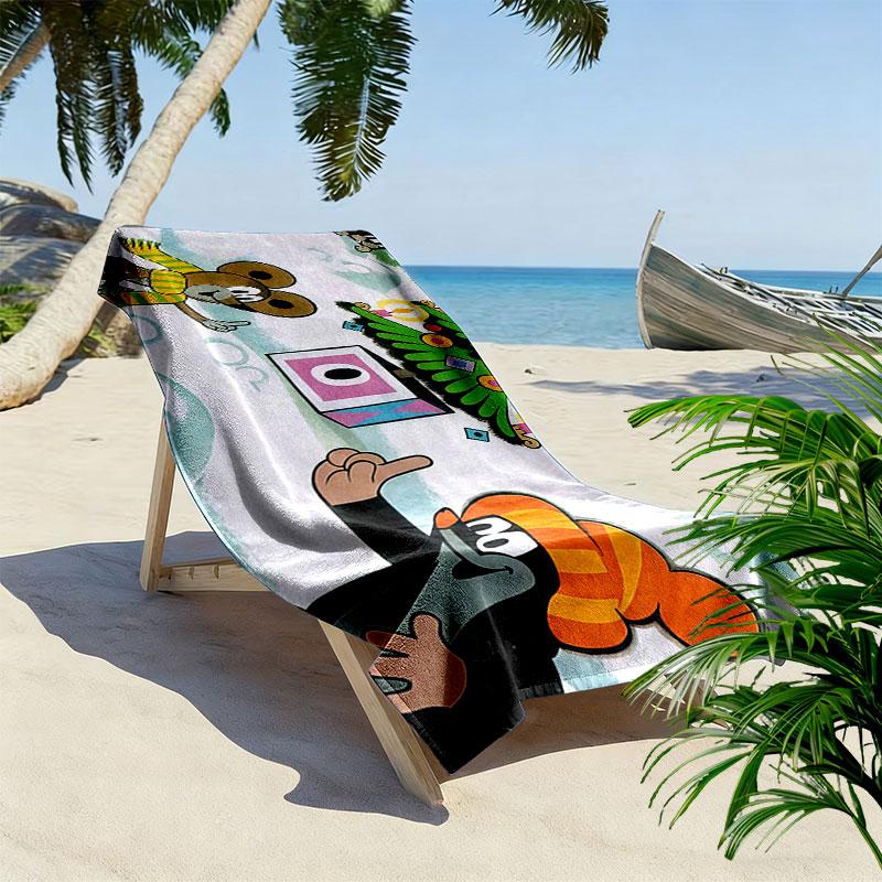 Krtek Art Print Beach Towel, Large Soft Quick Dry Towel for Beach Camping Swimming