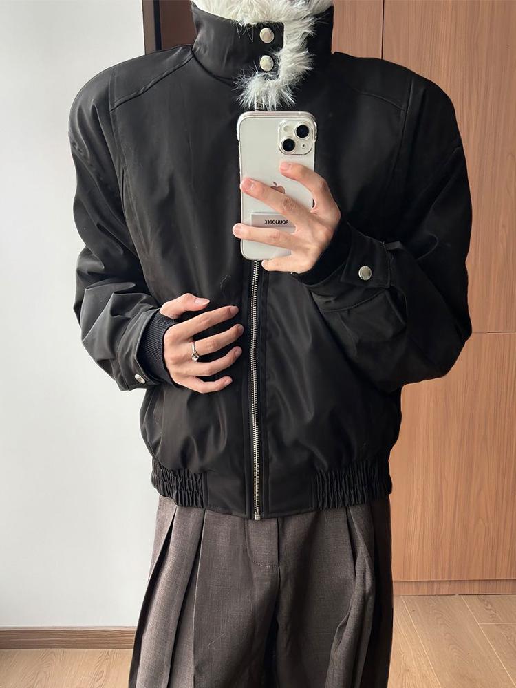 Men's Winter Snow Leopard Cotton Jacket with Fur Collar - Thick, Velvet-Lined, Three-Proof Design.