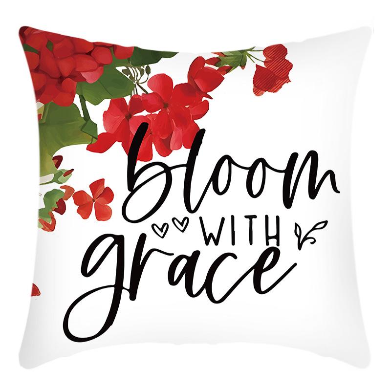 Fashionable Spring Flower Spring Elements Pillow Cover Linen Flower Cushion Pillow Cover