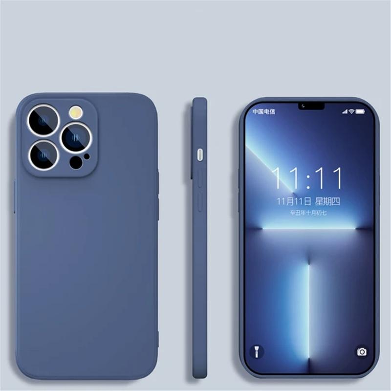 Capa de telefone de silicone líquido quadrado luxuoso TPU macio para iPhone 15 14 13 12 11 Pro Max X XR XS Max 7 8 14 15 Plus Proteção total TPU Capa traseira