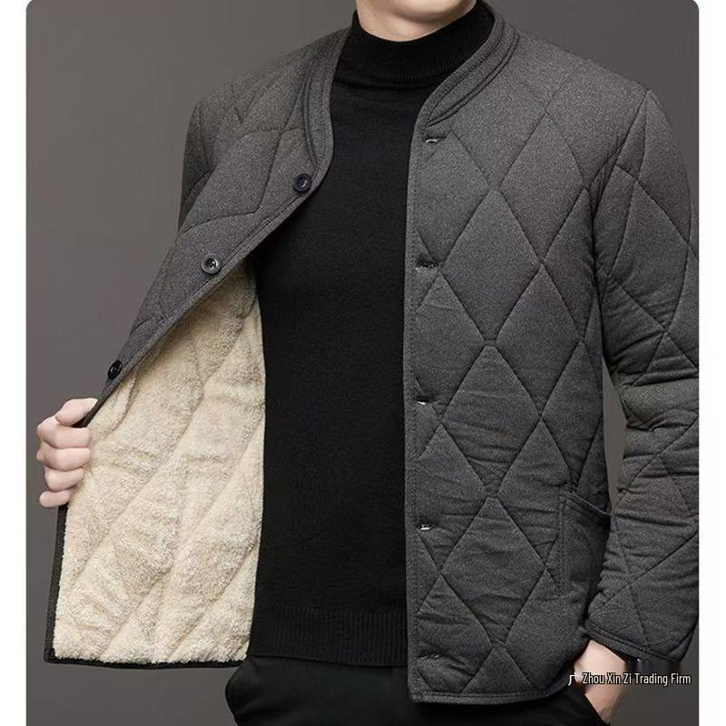 Men's Thickened Cotton Set with Camel Down Padding for Cold Protection: Plush Warm Autumn/Winter Dad's Clothing