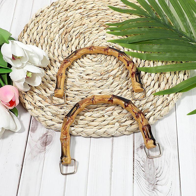 2Pcs 10.5/12Cm Plastic Bag Handle Handbags Replace Faux Bamboo Handles Woven-Bag Purse Frame Kiss Clasp Diy Bags Accessories