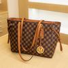Light Luxury French Large Capacity Women's Tote Bag Business Commuter Checkerboard Shoulder Bag Retro Trendy Set Up Bag