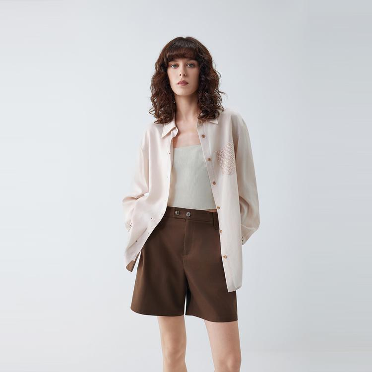 ELLE Elegant Textured Commuter Long Sleeve Shirt Women shirts EC52456