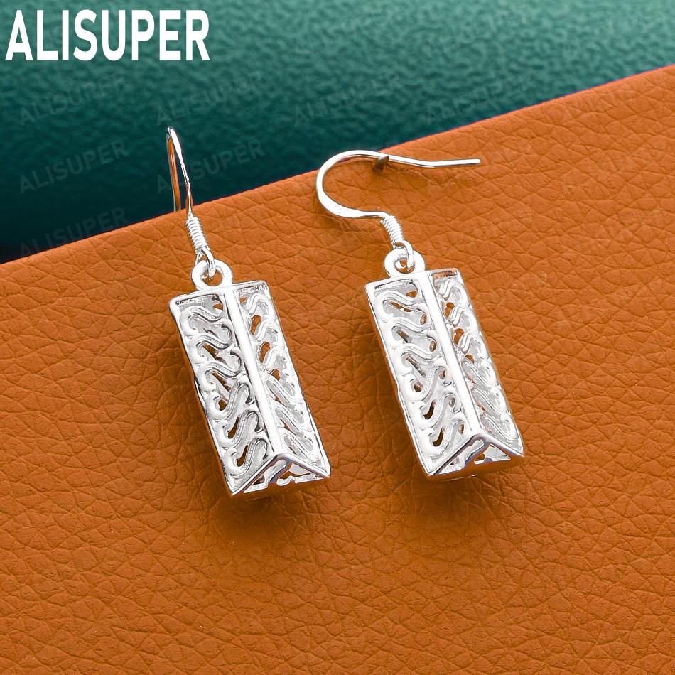 925 Sterling Silver Vintage Embossed Scroll Pattern Earrings - Fashionable Banquet Jewelry