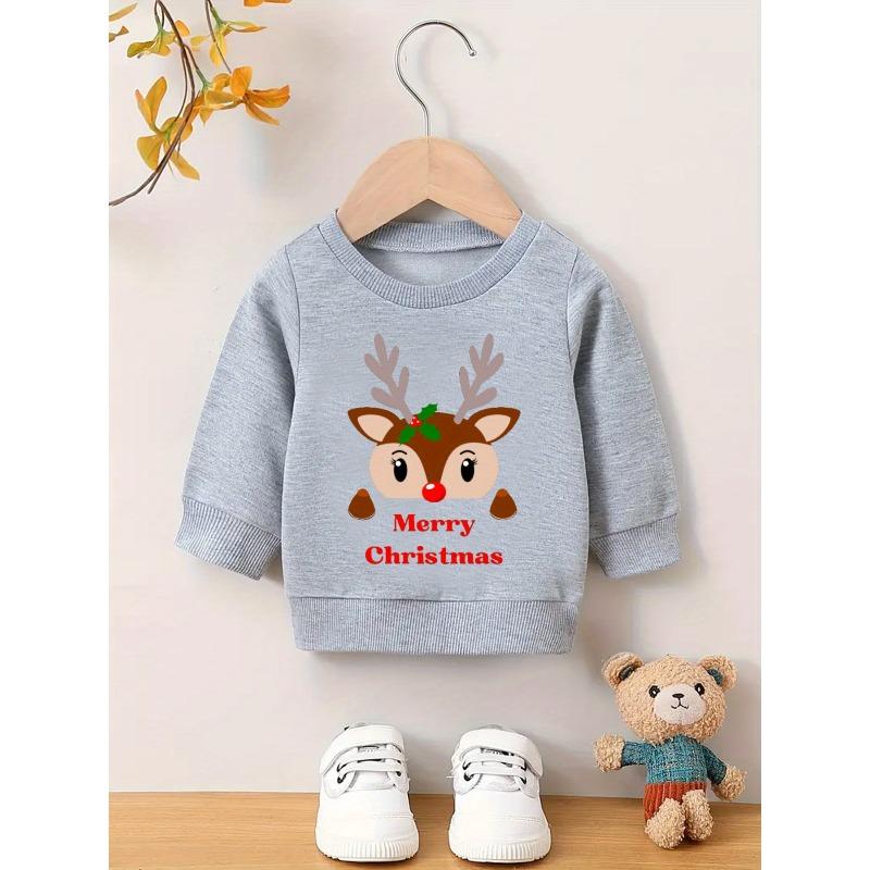 Kids Sweatshirt Minimally Printed Pattern, Comfortable And Skin Friendly for Baby, Versatile Baby Round Neck Hoodie
