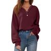 Women's Button Solid Color Pullover Tops Casual Long Sleeve Sweatshirts