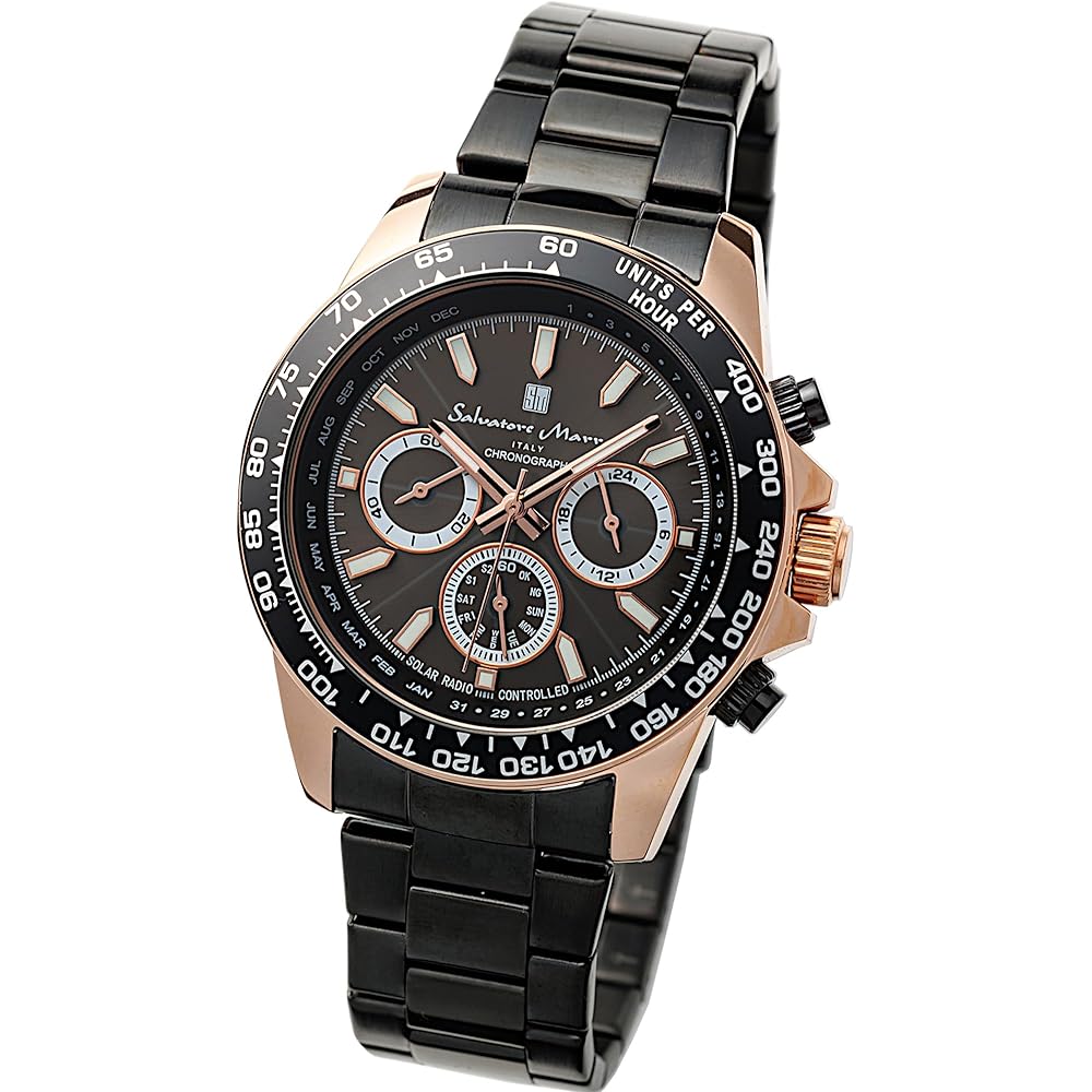 Salvatore Marra Men s Analog Quartz Watch Pink Gold Black Waterproof Business Style with Cross