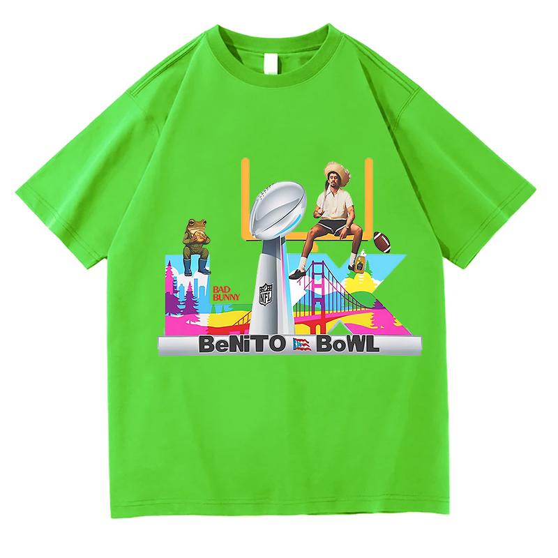 

Bad Bunny Super Bowl T-shirt Hip Hop Unisex Streetwear Harajuku Short Sleeve Pure Cotton Fashion Aesthetic Casual TShirt Clothes 4XL