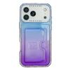 For iPhone 17 Pro Max Case Card Holder Gradient Color PC+TPU Anti Drop Phone Back Cover with Lens Film