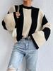 Women's 2025 Striped Round Neck Fashionable Knit Sweater Top