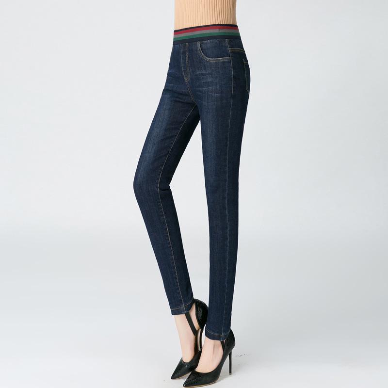 

Женские джинсы с 90% белым утиным пухом - Зима 2024, Высокая посадка, Эластичные, Стрейч, Теплые, Облегающий крой 33 синий