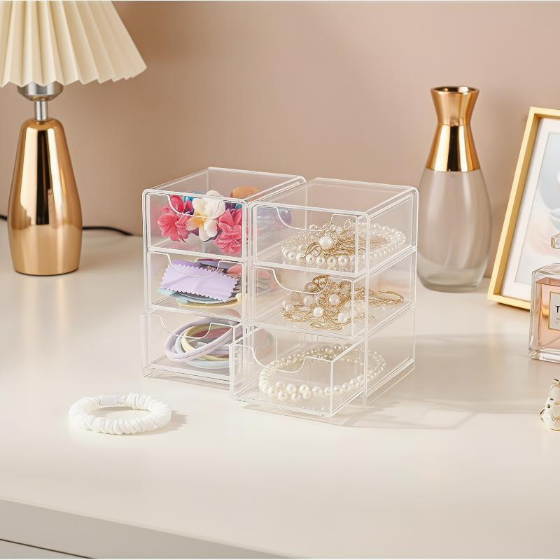 3-stöckige durchsichtige Acryl-Schubladen-Aufbewahrungsbox Schreibtisch-Kleinteile-Aufbewahrung Perfekt zur Aufbewahrung von Schmuck, Kosmetik, Haaraccessoires