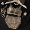  Big breasts show small underwear women's sexy thin cup mango cup soft steel ring support gathering new satin bra