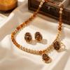 Elegant Style Artificial Pearl Jewelry Set Irregular Design Earrings Necklace Ring Set  Women
