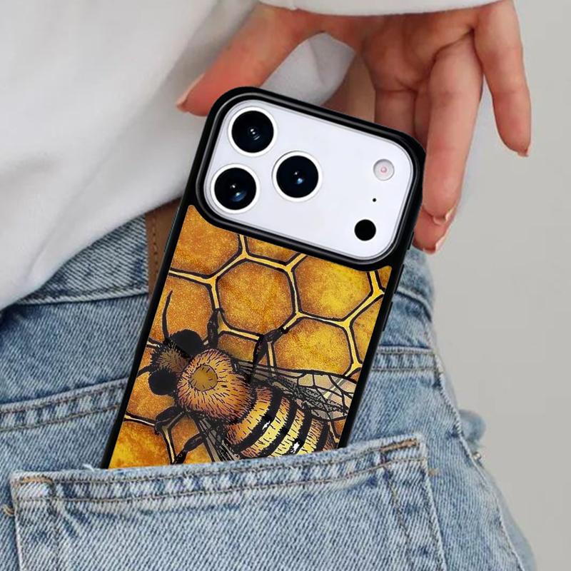 Honeycomb Honey bee Phone Case for iPhone 16e 15 14 13 12 17 Pro Max Plus Air 17pro Cover Coque