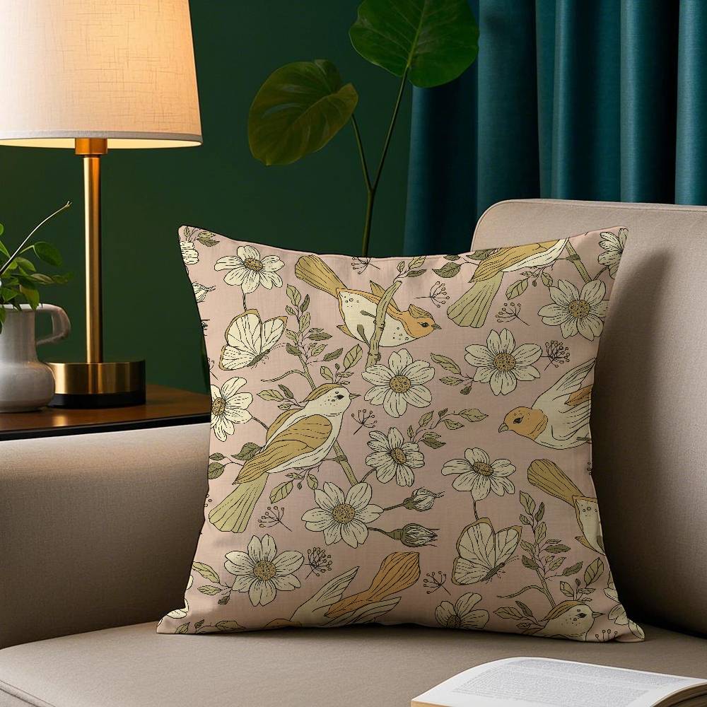 Birds Butterflies  Flowers Pillow Case Short Plush Print Cushion Cover Square Throw Pillow Covers Sofa Home Decor