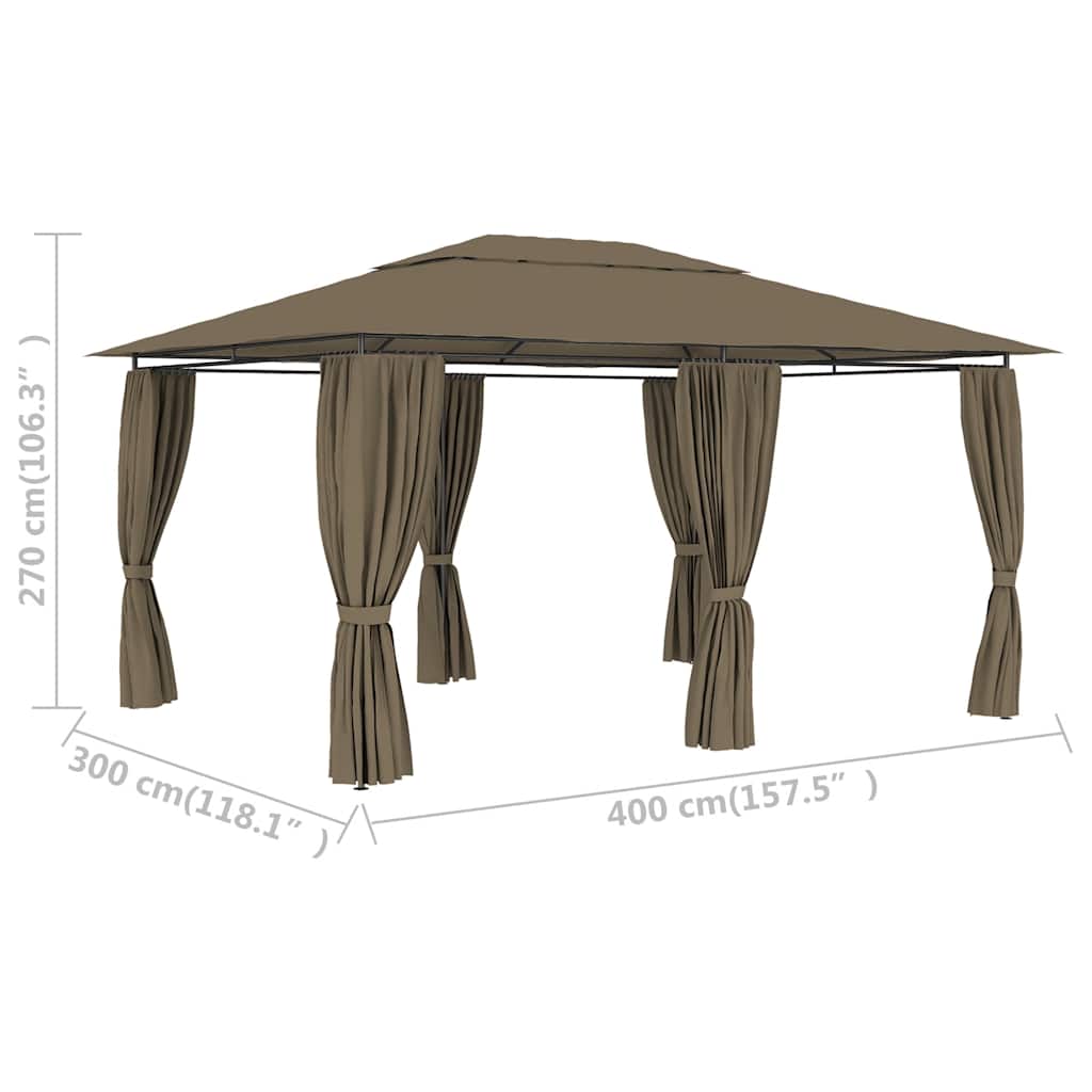 Garden Tent with Curtains 4 X 3 M Taupe 180 G M²