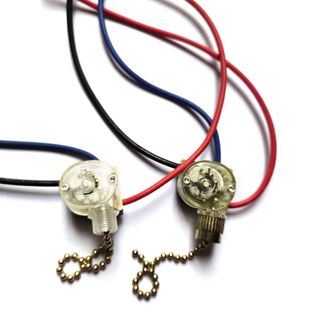 3-Wire Beads Chain Ceiling Fan Switch Desk Antique Lamps Control Switch with Metal Pull Chain Replacement Repair Kit