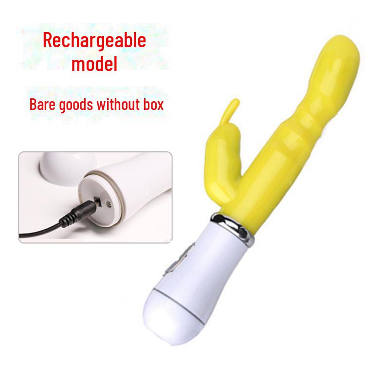 Vibrator reîncărcabil cu șoc dublu pentru punctul G, tip iepure, pentru cupluri - Dispozitiv de masaj cu vibrații intense