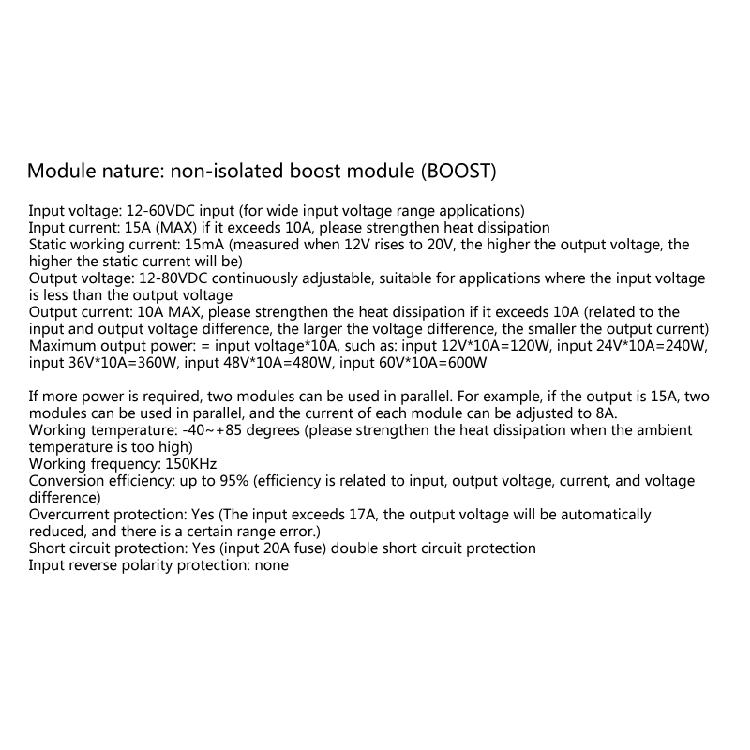 600W Boost Module Power Supply DC-DC Step Up Constant Current Voltage Converter