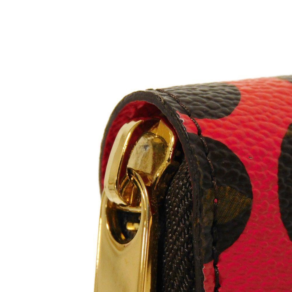 Used 12564 Zippy Wallet M60450 7940 Yayoi Kusama Brown Red Old Model Monogram Pumpkin Dot Rouge Unisex from Japan