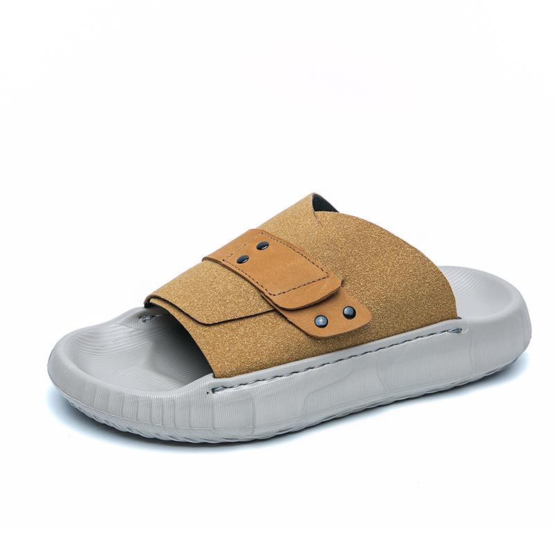 

Fashion Summer Men Young Fashionable Design Soft Sole Seaside Casual Slipper Outdoor Lightweigh Non-slip Comfortable Breathable Slippers 38 хаки