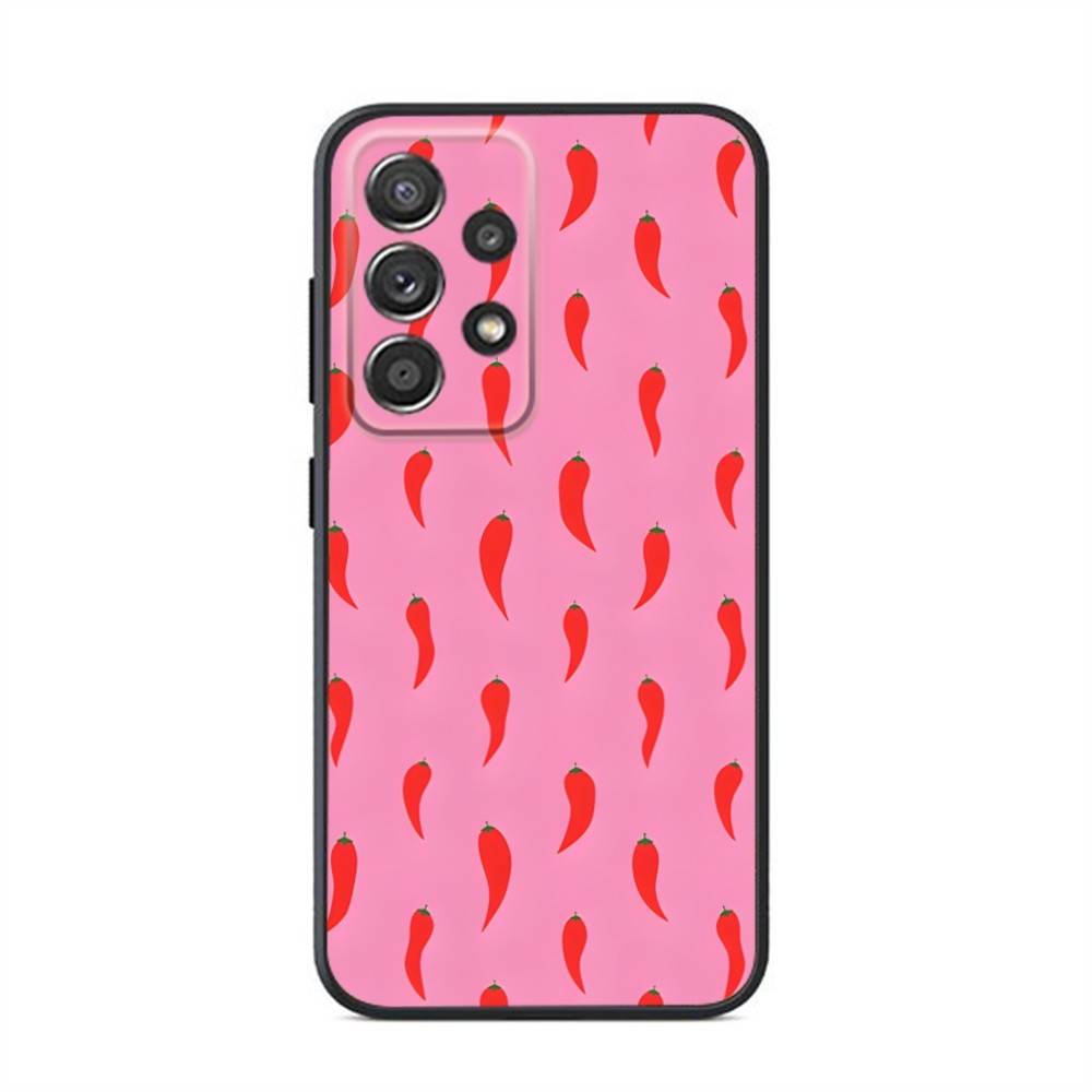 Spicy Red Chili Peppers Phone Case For Samsung S24,21,22,23,30,Ultra,20,Plus,Note,10,9,Black soft silicone case