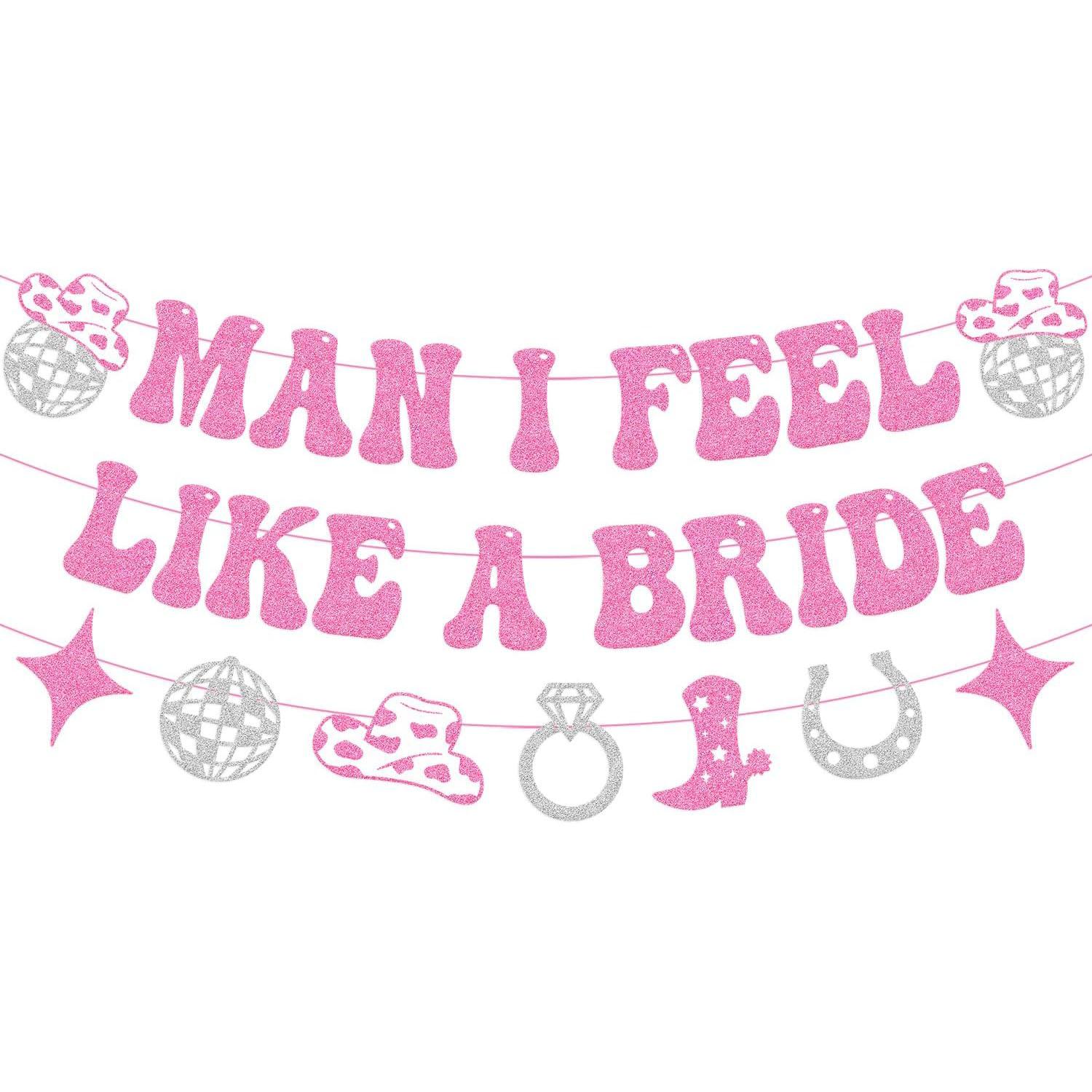 

BEPAN Man I Feel Like A Bride Banner Last Rodeo Bachelorette Party Decorations for Western Cowgirl Bridal Shower Wedding Party Supplie розовый