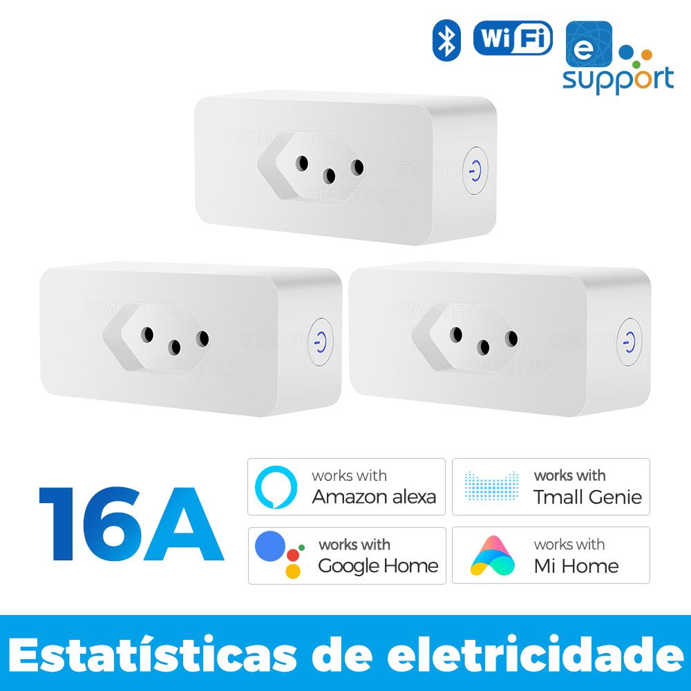 Ewelink Brazilia Monitor de putere 16a Adaptor de priză inteligentă Wifi Telecomandă fără fir Aplicație de sincronizare a temporizatorului de voce pentru Google Home Alexa
