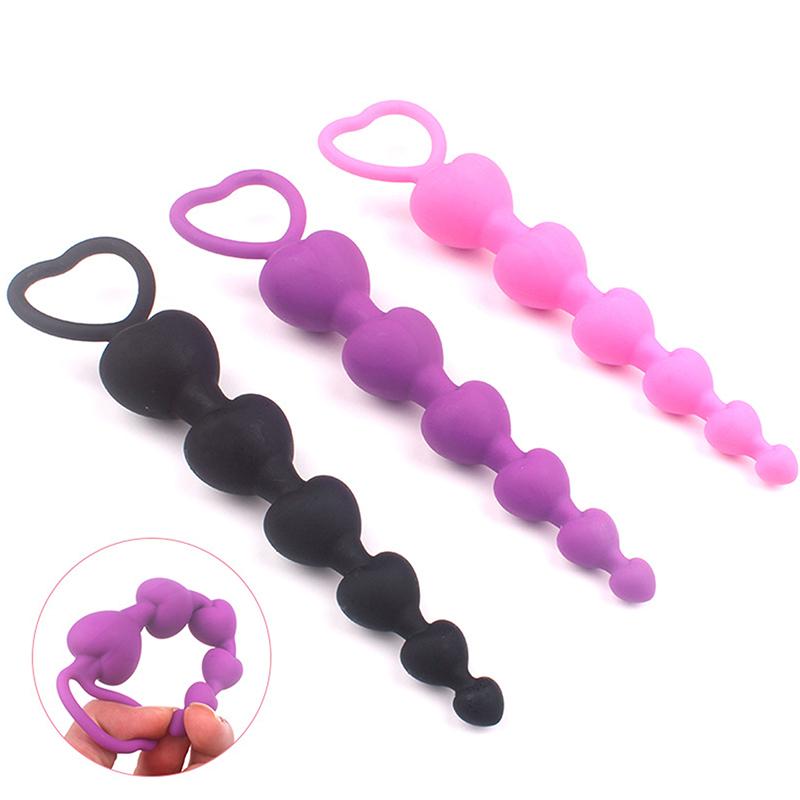 Heart Beads Soft Anal Plug Anus Toys Big Balls Silicone G-Spot Stimulating For Couples Butt Plugs Adult Sexy Anal Masturbator