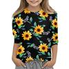 Kinder bedrucktes Rundhals Siebenviertelarm Freizeit T-Shirt