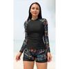New European and American Swimwear Long-sleeved Printed Splicing Double-layer Boxers Women's Split Tankini Swimsuit