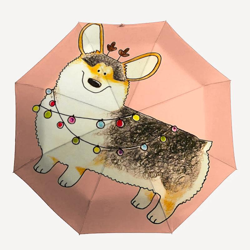 1pc Corgi, FestiveAutomatic Open/close Folding Umbrella, Compact Portable Travel Umbrella, Perfect Birthday/Holiday, Cute Umbrella y041